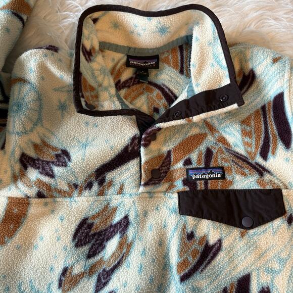 Patagonia Synchilla 1/4 Snap-T Fleece Pullover Harvest Moon Owl Women’s L Rare - Picture 9 of 9